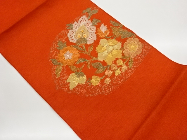 JAPANESE NAGOYA OBI / WOVEN FLORAL PLANTS